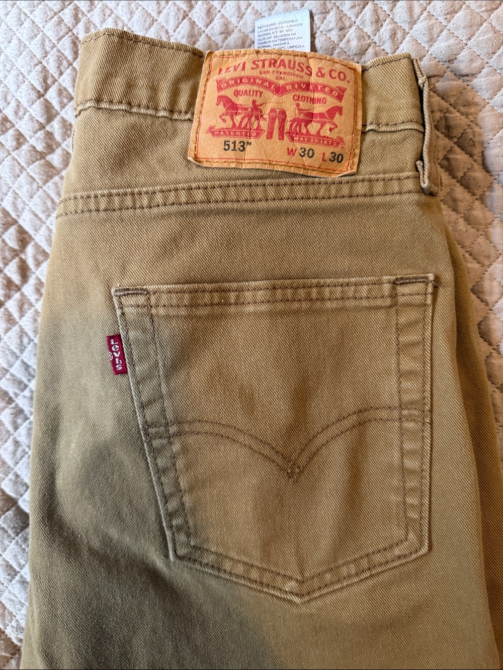 Levi's 513 Khaki/Tan Back Pocket Jeans with Red Tab